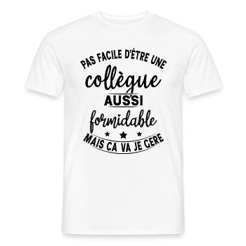 Collègue Formidable / humour femme collègue - T-shirt homme - blanc - Devant - AI Model Male 178 dark (178cm)