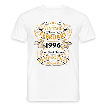 Vintage born in February 1996 birthday gift - Men's T-Shirt - white - Front - AI Model Male 178 dark (178cm)