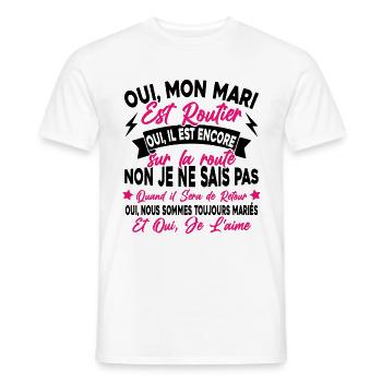 Oui, Mon Mari Est Routier Femme Humour Camionneur - T-shirt homme - blanc - Devant - AI Model Male 178 dark (178cm)