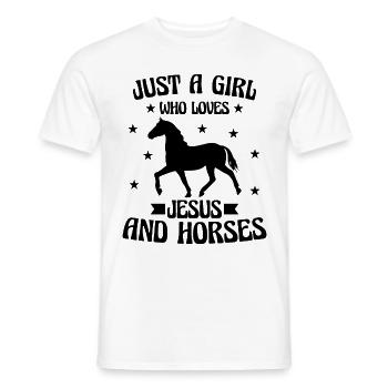 juste une fille qui aime jesus et les chevaux - T-shirt homme - blanc - Devant - AI Model Male 178 dark (178cm)