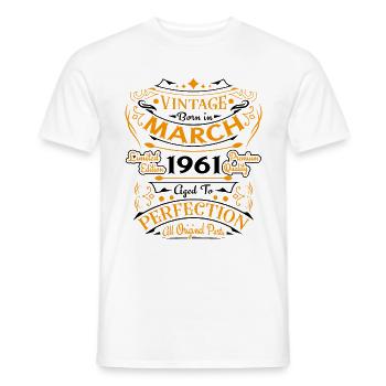 Vintage born in March 1961 birthday gift - Men's T-Shirt - white - Front - AI Model Male 178 dark (178cm)