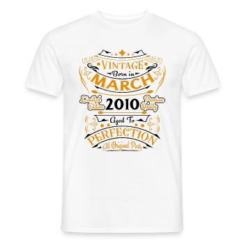 Vintage Nées En Mars 2010 Cadeau D'anniversaire - T-shirt homme - blanc - Devant - AI Model Male 178 dark (178cm)