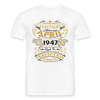 Vintage Nées En Avril 1947 Cadeau D'anniversaire - T-shirt homme - blanc - Devant - AI Model Male 178 dark (178cm)