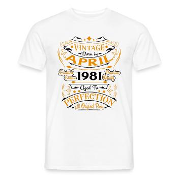 Jahrgang geboren im April 1981 Geburtstagsgeschenk - Männer T-Shirt - Weiß - Vorne - AI Model Male 178 dark (178cm)