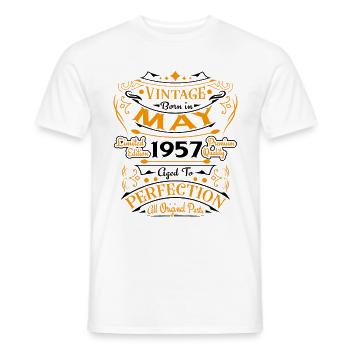May 1957 Vintage Born in May 1957 Anniversary - Men's T-Shirt - white - Front - AI Model Male 178 dark (178cm)