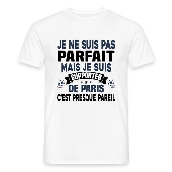 Pas parfait mais je suis supporter de Paris - T-shirt homme - blanc - Devant - AI Model Male 178 dark (178cm)