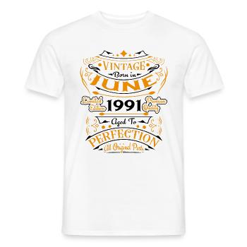 June 1992 Vintage Born in June 1992 Anniversary - Men's T-Shirt - white - Front - AI Model Male 178 dark (178cm)