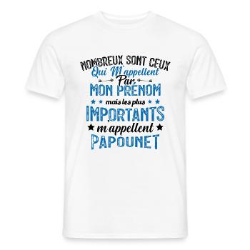 Les Plus Importants M'appellent Papounet Cadeau - T-shirt homme - blanc - Devant - AI Model Male 178 dark (178cm)