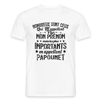 Les Plus Importants M'appellent Papounet Cadeau - T-shirt homme - blanc - Devant - AI Model Male 178 dark (178cm)