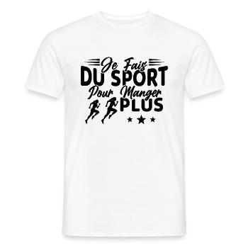 Je fais du Sport pour Manger plus Humour Femme - T-shirt homme - blanc - Devant - AI Model Male 178 dark (178cm)