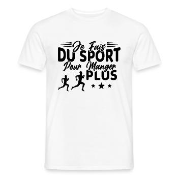 Je fais du Sport pour Manger plus Humour Cadeau - T-shirt homme - blanc - Devant - AI Model Male 178 dark (178cm)