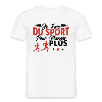 Je fais du Sport pour Manger plus Humour Cadeau - T-shirt homme - blanc - Devant - AI Model Male 178 dark (178cm)