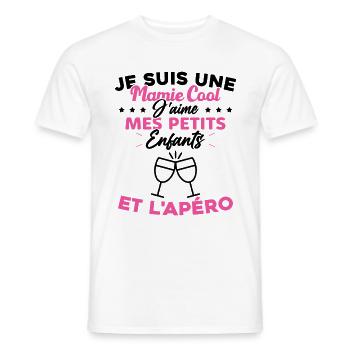 Mamie J'aime Mes Petits Enfants et l'apéro Humour - T-shirt homme - blanc - Devant - AI Model Male 178 dark (178cm)