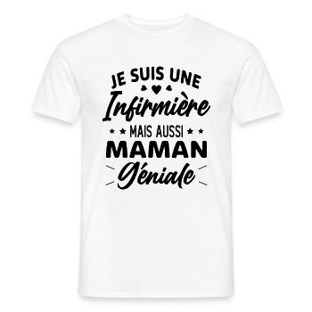Je suis une infirmière et une maman géniale - T-shirt homme - blanc - Devant - AI Model Male 178 dark (178cm)