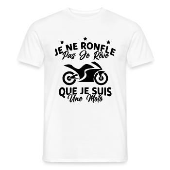 Je Ne Ronfle Pas Je Rêve Que Je Suis Une Moto - T-shirt homme - blanc - Devant - AI Model Male 178 dark (178cm)