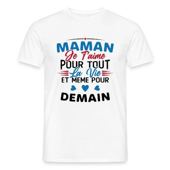 Maman je t'aime Mère Bébé Naissance Amour - T-shirt homme - blanc - Devant - AI Model Male 178 dark (178cm)