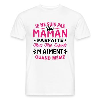 Pas une Maman Parfaite, Citation Maman Humour - T-shirt homme - blanc - Devant - AI Model Male 178 dark (178cm)