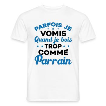 Parfois Je Vomis Quand Je Bois Trop Comme Parrain - T-shirt homme - blanc - Devant - AI Model Male 178 dark (178cm)