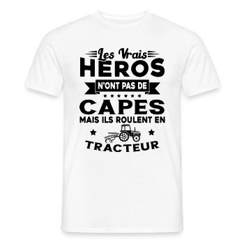 Tracteur Héros Cadeau Agriculteur Humour Fermier - T-shirt homme - blanc - Devant - AI Model Male 178 dark (178cm)