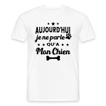 Aujourd'hui Je Ne Parle Qu'a Mon Chien Humour - T-shirt homme - blanc - Devant - AI Model Male 178 dark (178cm)