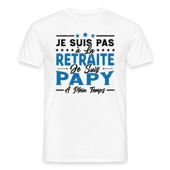Je ne suis pas retraité je suis papy à plein temps - T-shirt homme - blanc - Devant - AI Model Male 178 dark (178cm)