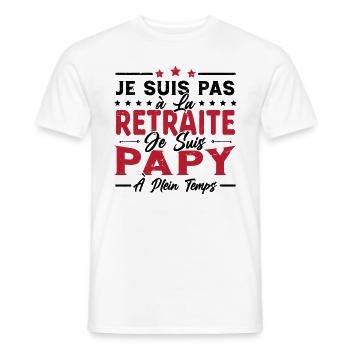 Je ne suis pas retraité je suis papy à plein temps - T-shirt homme - blanc - Devant - AI Model Male 178 dark (178cm)