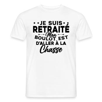 Retraité et Chasseur Humour Cadeau de la chasse - T-shirt homme - blanc - Devant - AI Model Male 178 dark (178cm)