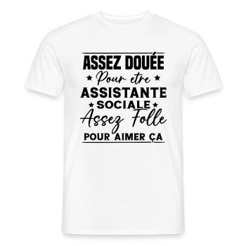 Assistante Sociale Humour Métier Idée Cadeau Femme - T-shirt homme - blanc - Devant - AI Model Male 178 dark (178cm)