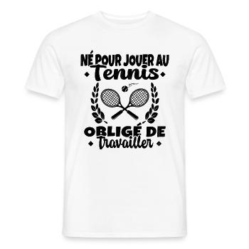 Né Pour Jouer au Tennis Humour Cadeau - T-shirt homme - blanc - Devant - AI Model Male 178 dark (178cm)
