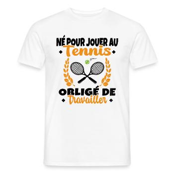 Né Pour Jouer au Tennis Humour Cadeau - T-shirt homme - blanc - Devant - AI Model Male 178 dark (178cm)