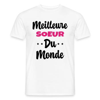 Meilleure Soeur Du Monde Humour Cadeau - T-shirt homme - blanc - Devant - AI Model Male 178 dark (178cm)
