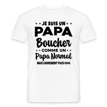 Homme Papa Boucher Humour Cadeau - T-shirt homme - blanc - Devant - AI Model Male 178 dark (178cm)