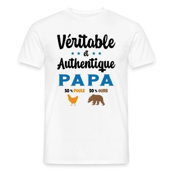 Homme Véritable et Authentique Papa Poule et Ours - T-shirt homme - blanc - Devant - AI Model Male 178 dark (178cm)