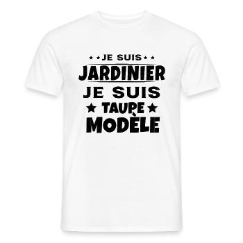 Je suis jardinier Je suis Taupe Modèle Humour - T-shirt homme - blanc - Devant - AI Model Male 178 dark (178cm)