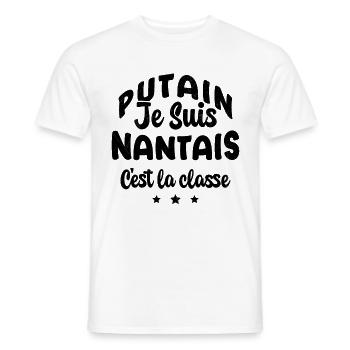 Je suis nantais c'est la classe - T-shirt homme - blanc - Devant - AI Model Male 178 dark (178cm)
