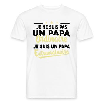 Pas Un Papa Ordinaire Je Suis Papa Extraordinaire - T-shirt homme - blanc - Devant - AI Model Male 178 dark (178cm)