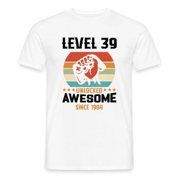 Level 39 Year Unlock Gaming Birthday Gift - Men's T-Shirt - white - Front - AI Model Male 178 dark (178cm)