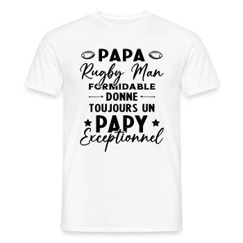 Papa Rugbyman Formidable Papy Exceptionnel Cadeau - T-shirt homme - blanc - Devant - AI Model Male 178 dark (178cm)