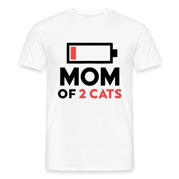 mutter von 2 katzen humor batterie niedrig geschenk - Männer T-Shirt - Weiß - Vorne - AI Model Male 178 dark (178cm)