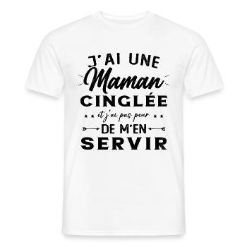 J'ai Une Maman Cinglée Humour Cadeau Pour Mère - T-shirt homme - blanc - Devant - AI Model Male 178 dark (178cm)