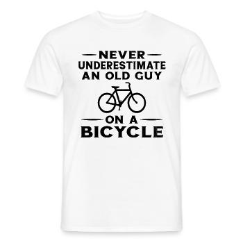 Never Underestimate an Old Man With a Bike - Men's T-Shirt - white - Front - AI Model Male 178 dark (178cm)