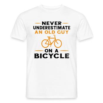 Never Underestimate an Old Man With a Bike - Men's T-Shirt - white - Front - AI Model Male 178 dark (178cm)