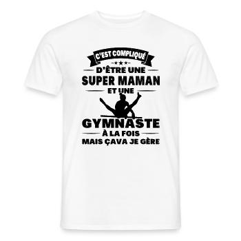 Super Maman Et Une Gymnast Cadeau Gymnastique - T-shirt homme - blanc - Devant - AI Model Male 178 dark (178cm)