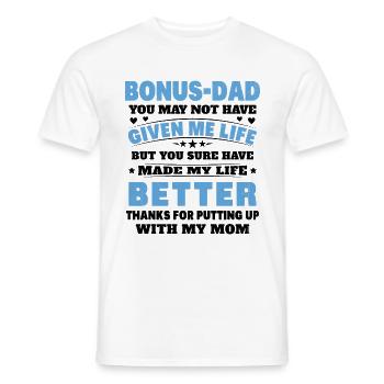 Der hübsche Papa verlässt die Tochter des Sohnes und der Frau - Männer T-Shirt - Weiß - Vorne - AI Model Male 178 dark (178cm)