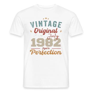 Juillet 1982 Anniversaire Juillet 1982 Original 1982 Juillet - T-shirt homme - blanc - Devant - AI Model Male 178 dark (178cm)