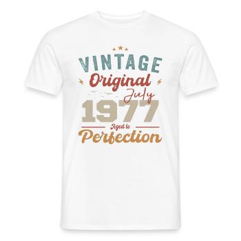 Juillet 1977 Anniversaire Juillet 1977 Original 1977 Juillet - T-shirt homme - blanc - Devant - AI Model Male 178 dark (178cm)