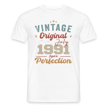 Juillet 1991 Anniversaire Juillet 1991 Original 1991 Juillet - T-shirt homme - blanc - Devant - AI Model Male 178 dark (178cm)