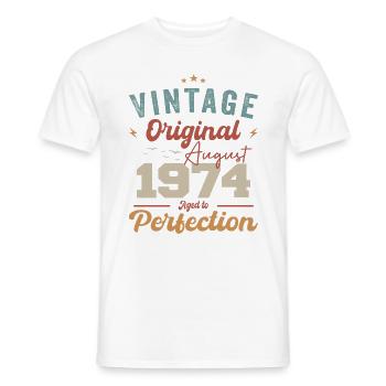 August 1974 Vintage Vintage Birthday Retro - Men's T-Shirt - white - Front - AI Model Male 178 dark (178cm)