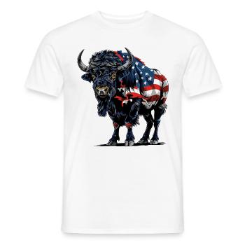 Bison American Flag Buffalo 4th of July Bison - Männer T-Shirt - Weiß - Vorne - AI Model Male 178 dark (178cm)