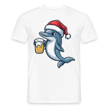 Dolphin Beer Xmas Christmas - Men's T-Shirt - white - Front - AI Model Male 178 dark (178cm)